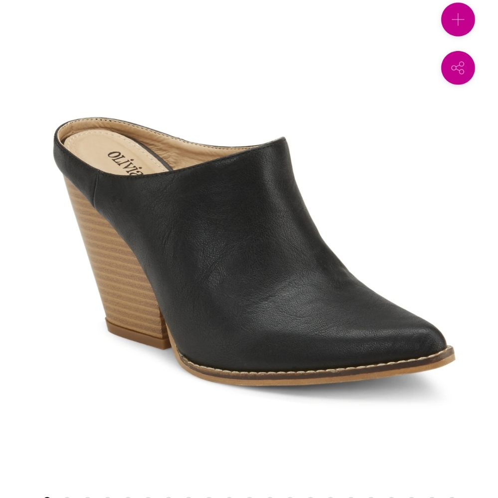 Olivia Miller Black block pointed mule heel